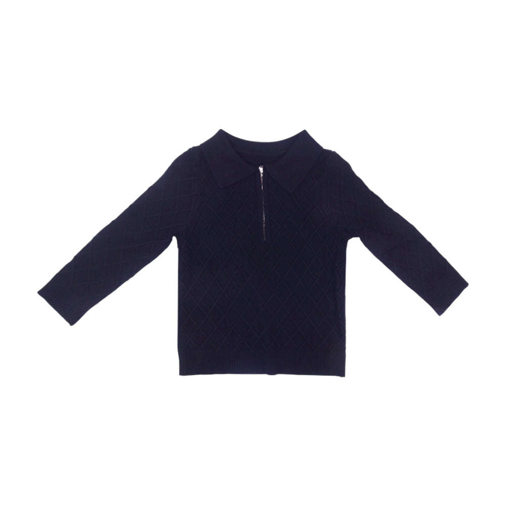 BOYS L/S SWEATER HALF ZIPPER BLACK IR-25 5-6 YEAR 25535-1
