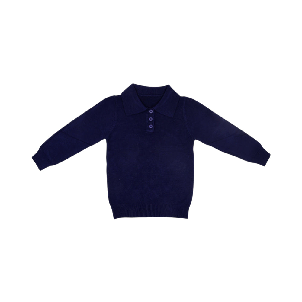BOYS L/S SWEATER COLLAR NAVY IR-25 4-5 YEAR 25210-2