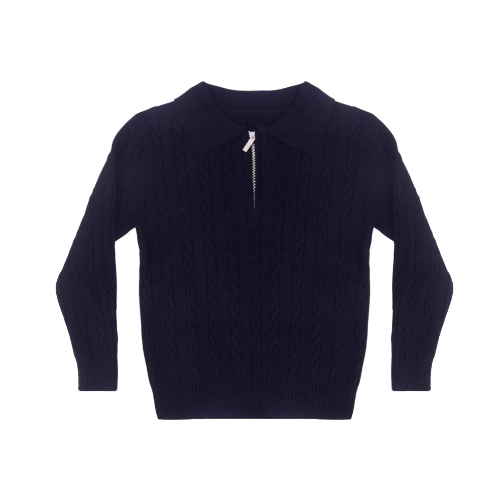 BOYS L/S SWEATER HALF ZIPPER BLACK IR-25 6-7 YEAR 25785-3