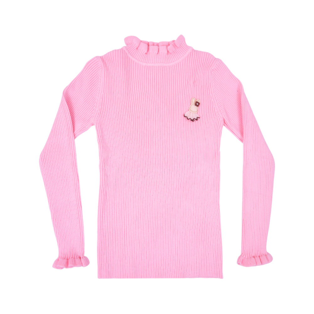 GIRLS L/S HIGH NECK SWEATER PINK IR-25 7-8 YEAR 3385-9