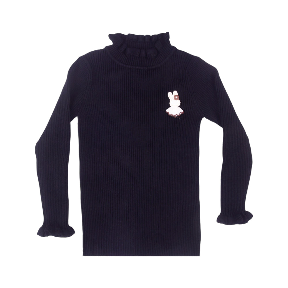 GIRLS L/S HIGH NECK SWEATER BLACK IR-25 9-10 YEAR 3385-9