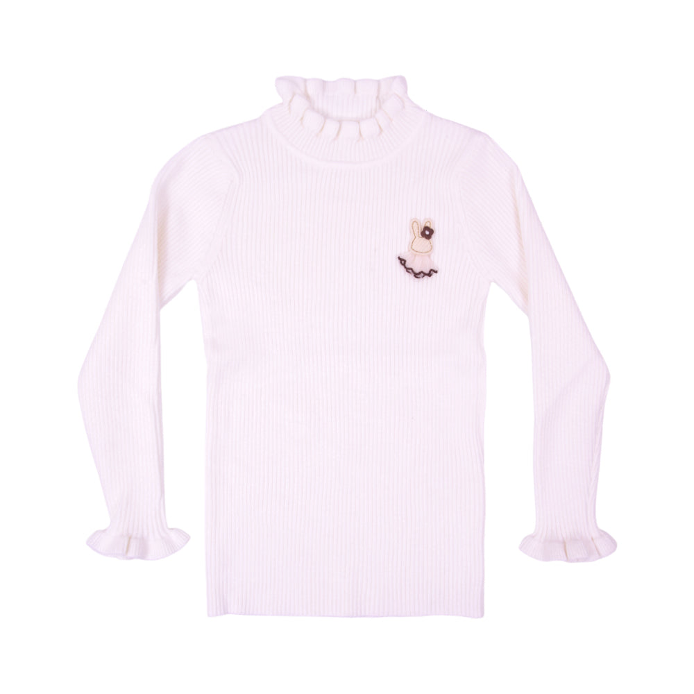 GIRLS L/S HIGH NECK SWEATER OFF-WHITE IR-25 9-10 YEAR 3385-9