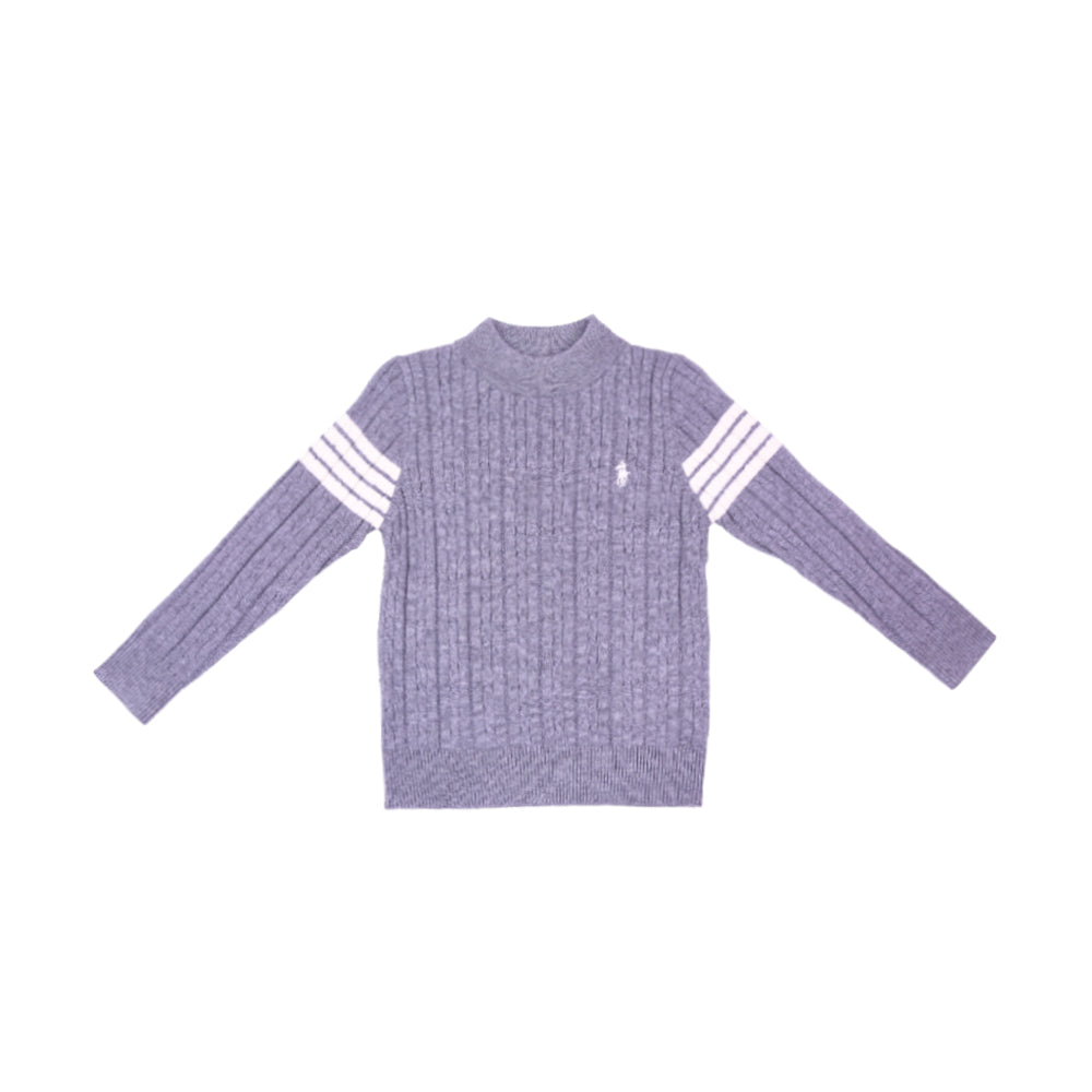 BOYS L/S ROUND NECK SWEATER CABLE KNIT GREY IR-25 6-7 YEAR 1