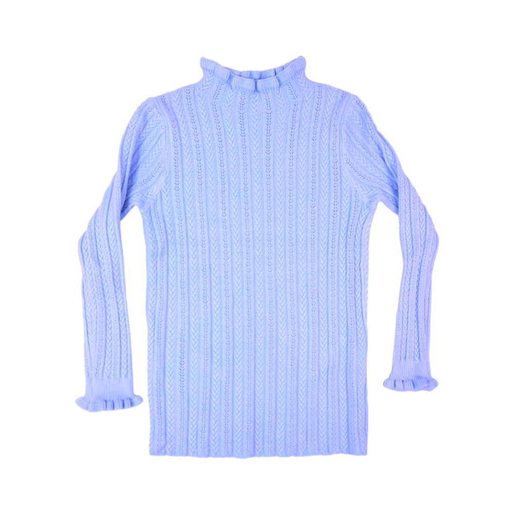 GIRLS L/S HIGH NECK SWEATER SKY-BLUE IR-25 7-8 YEAR 5308-12