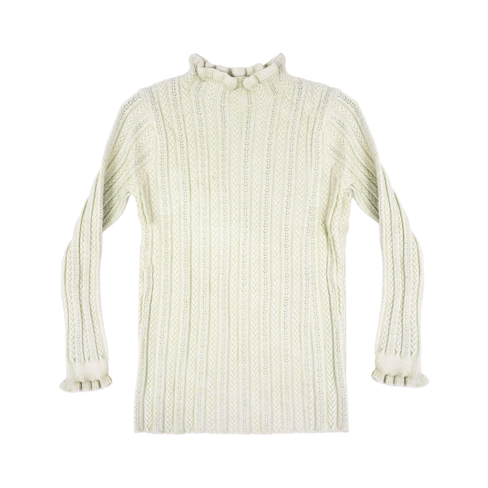 GIRLS L/S HIGH NECK SWEATER SEA-GREEN IR-25 7-8 YEAR 5308-12