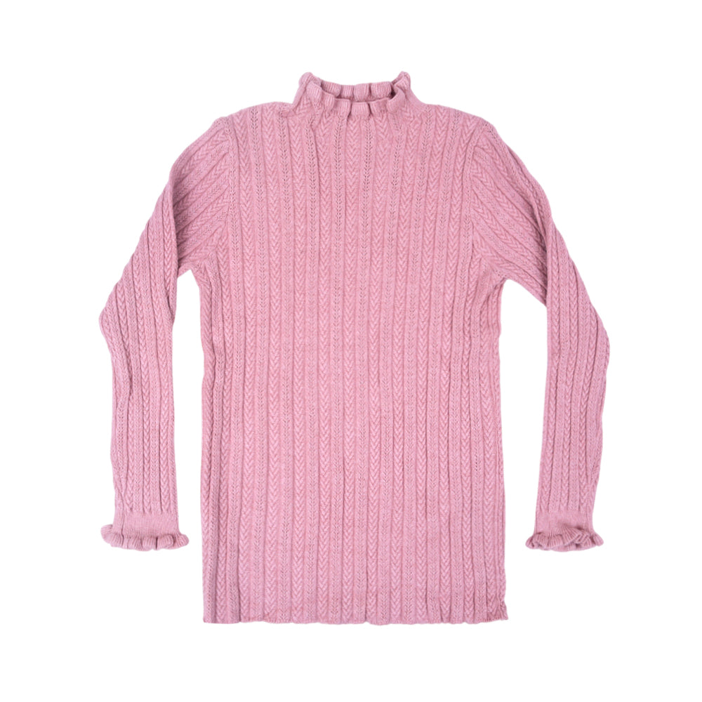 GIRLS L/S HIGH NECK SWEATER BEIGE IR-25 8-9 YEAR 5308-12