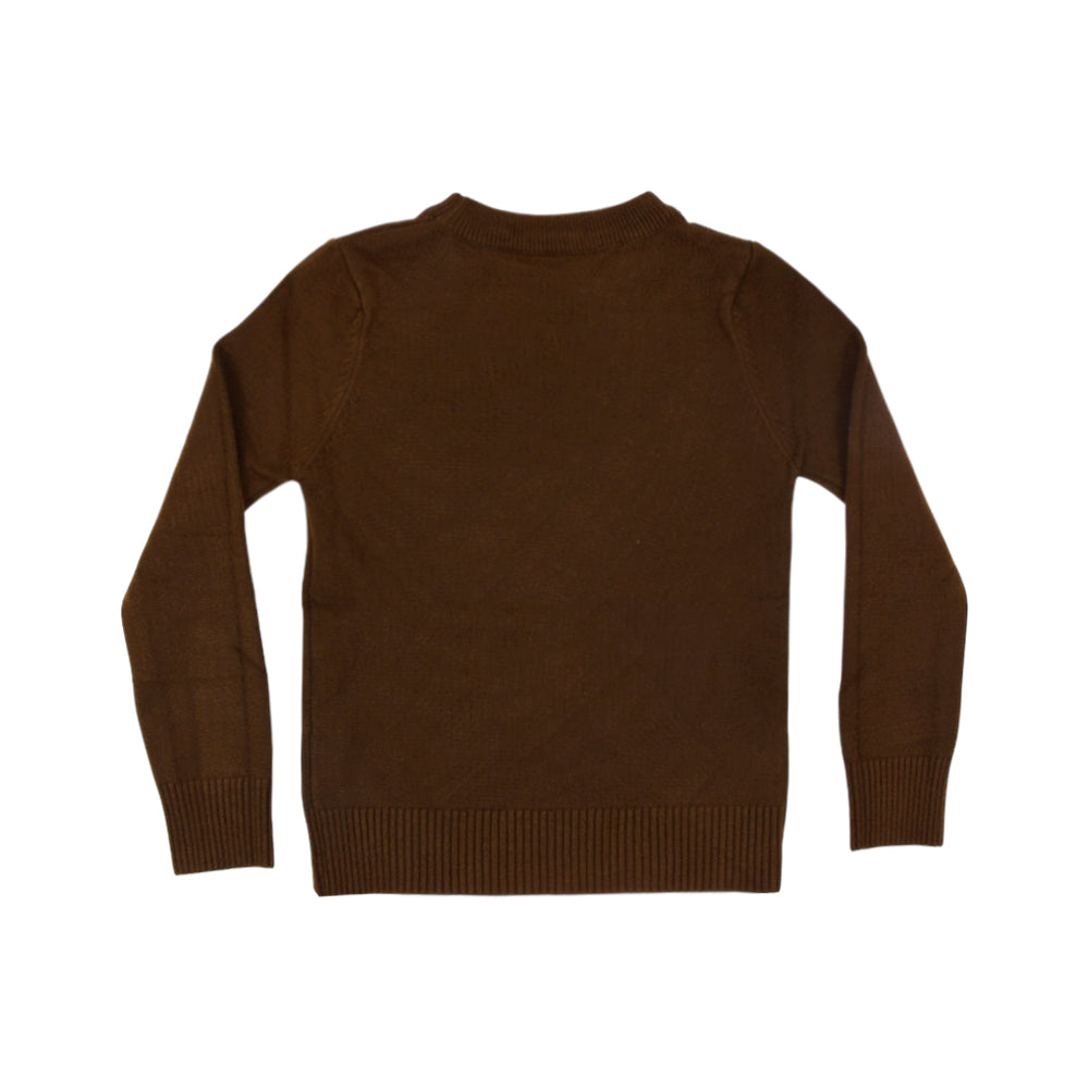 BOYS L/S ROUND NECK SWEATER D-BROWN IR-25 6-7 YEAR 2108-14