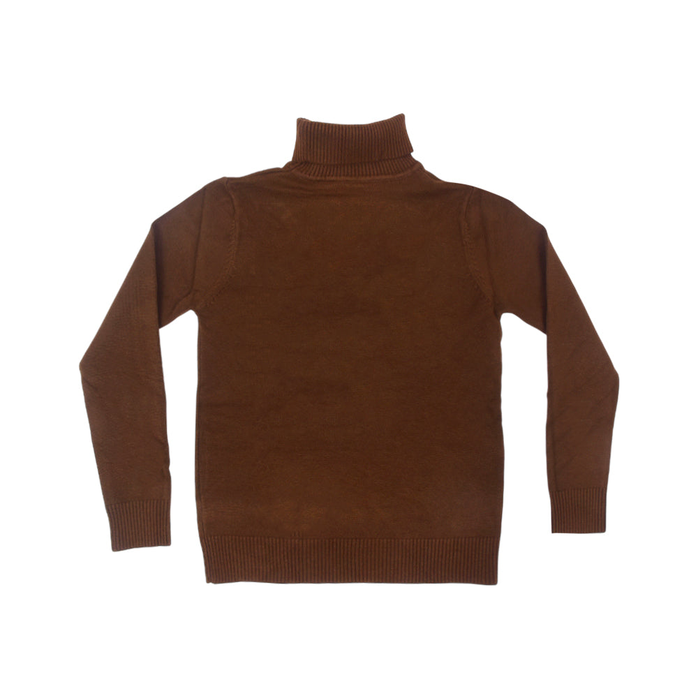 BOYS L/S HIGH NECK SWEATER BROWN IR-25 9-10 YEAR 2101-17