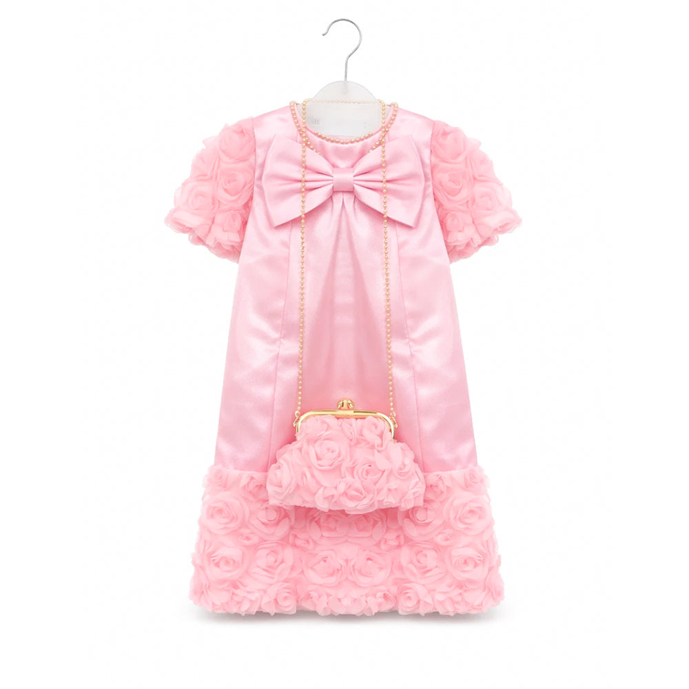 GIRLS S/L FANCY FROCK W-PURSE PNK IR-25 6-7YEAR VA1335