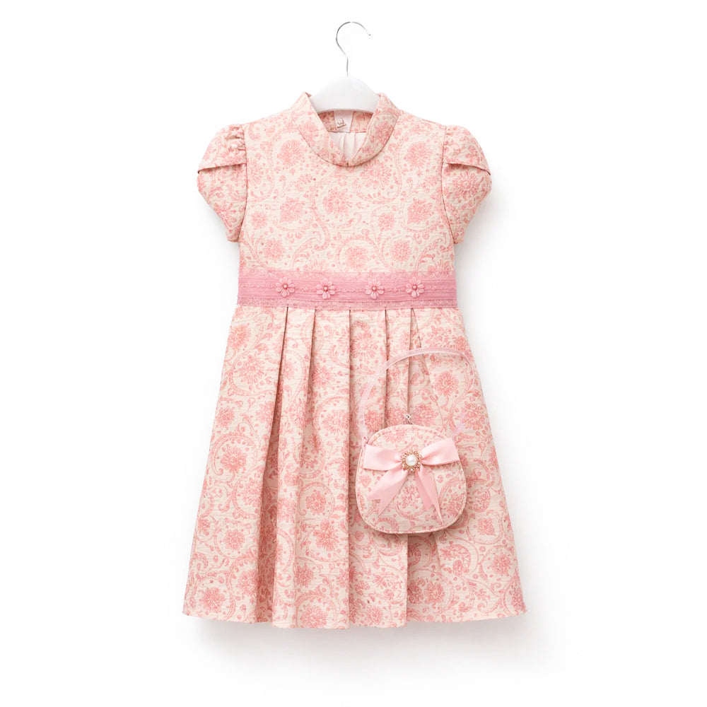 GIRLS CAP SLV FANCY FROCK W-PURSE PNK IR-25 8-9YEAR VF120