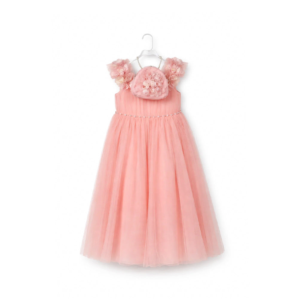 GIRLS S/L FANCY FROCK W-PURSE PNK IR-25 7-8YEAR JM1223