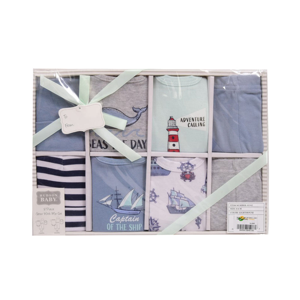 BABY 8PC GIFT SET BOX L-GREY IR-25 0-6M 03342