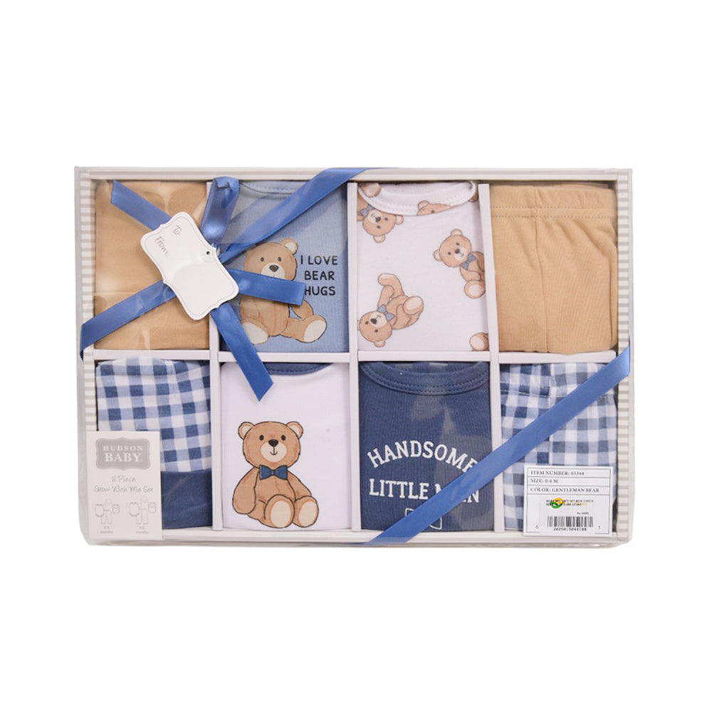BABY 8PC GIFT SET BOX CHECK BLUE IR-25 0-6M 03344