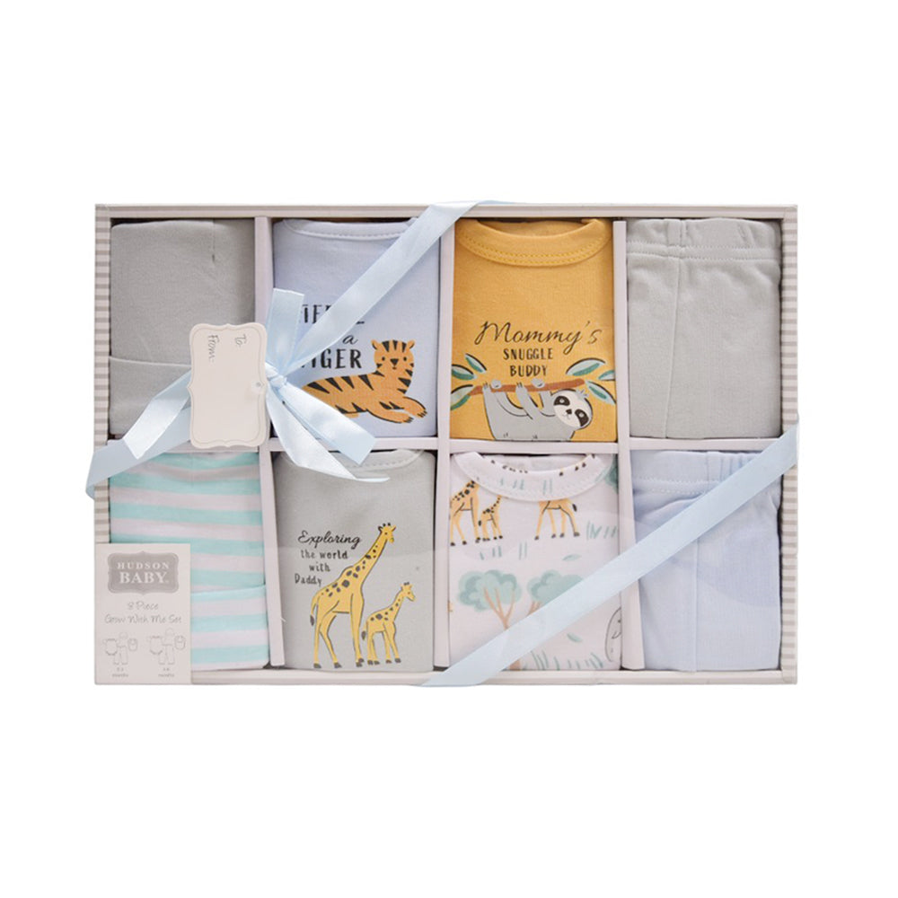 BABY 8PC GIFT SET BOX L-GREY IR-25 0-6M 03343