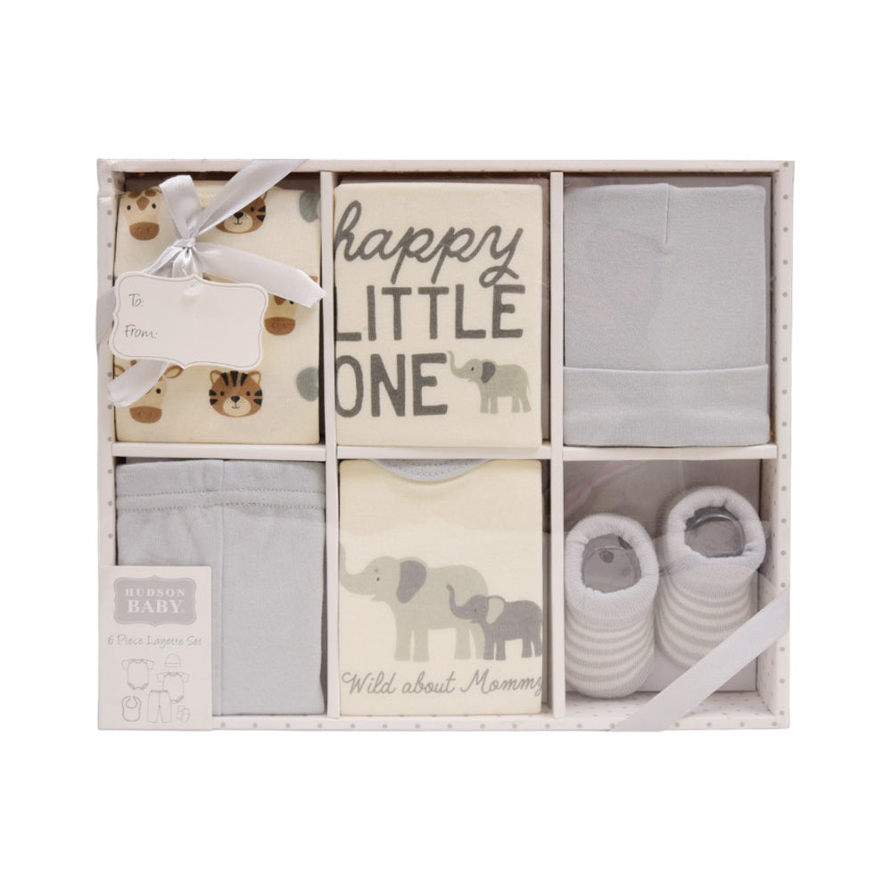 BABY 6PC GIFT SET BOX L-GREY IR-25 0-6M 27293