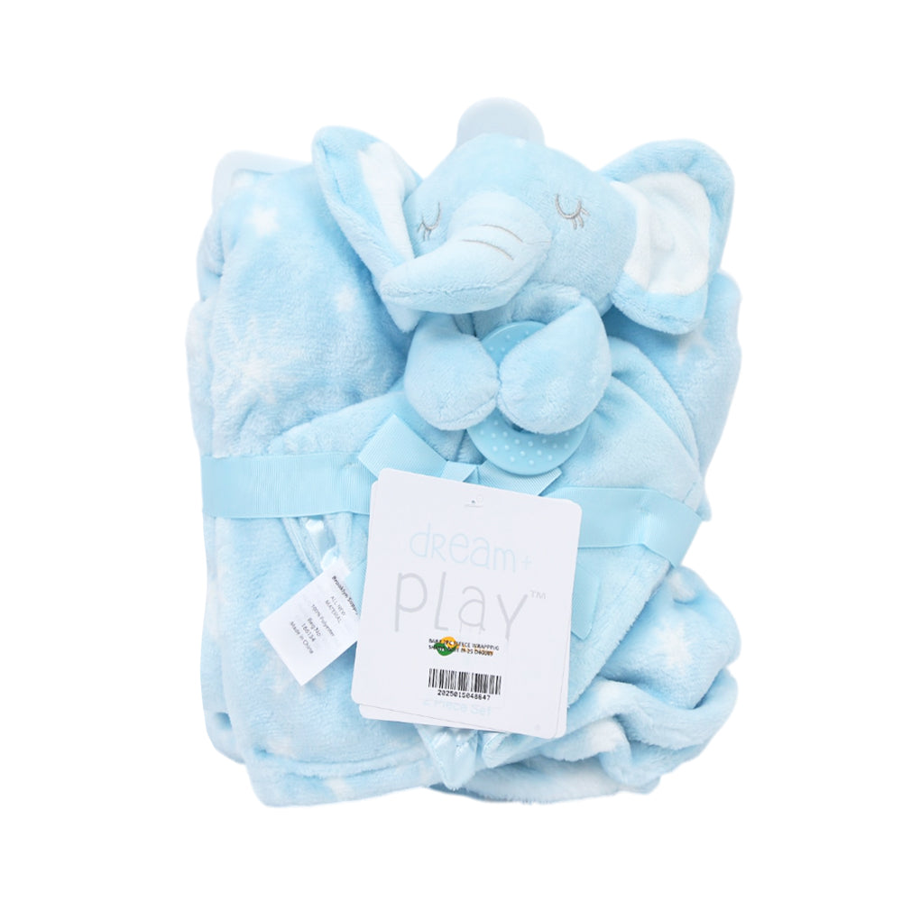 BABY 2PC FLEECE WRAPPING SHAWL BLUE IR-25 D60083