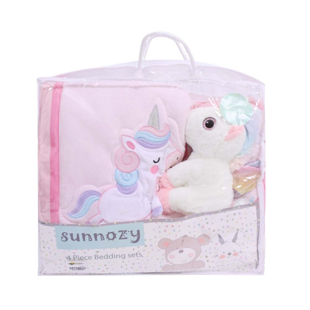 BABY 4PC QUILTED BEDDING SET PINK IR-25 SNYBD-22-P