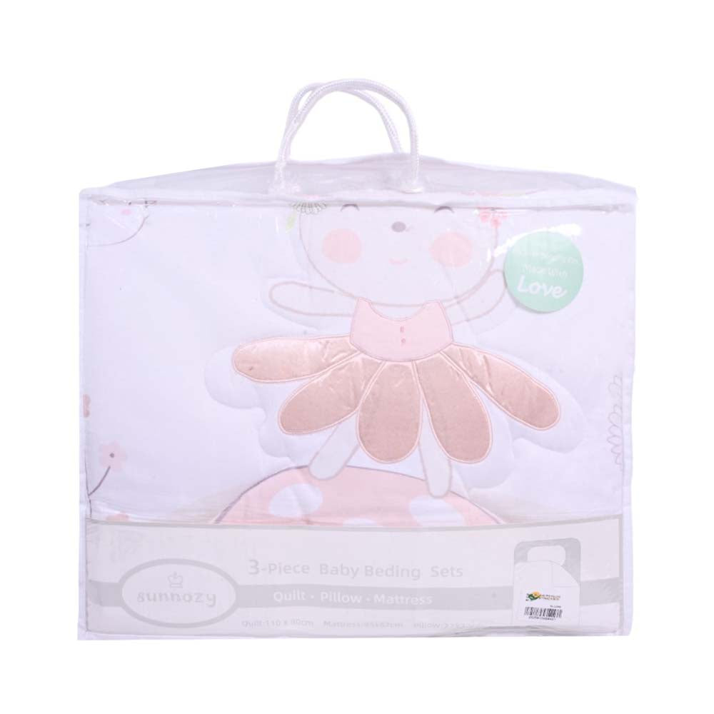 BABY 3PC QUILTED PILLOW MATRESS SET PEACH IR-25 BD-31