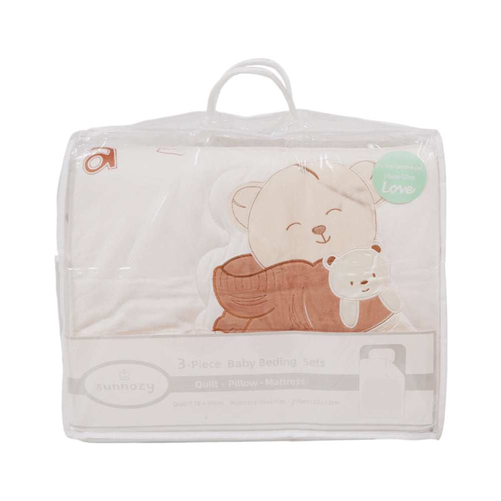 BABY 3PC QUILTED PILLOW MATRESS SET OFF WHITE IR-25 BD-31B1