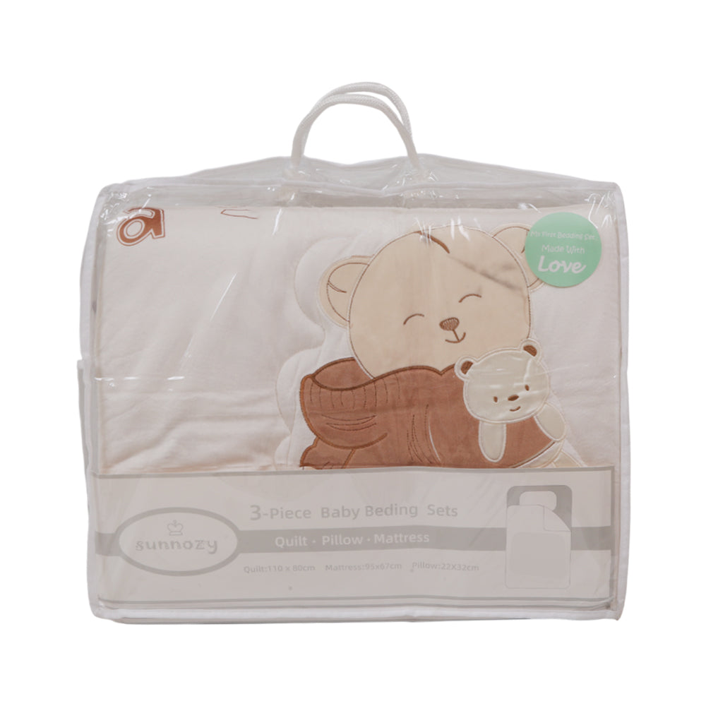 BABY 3PC QUILTED PILLOW MATRESS SET OFF WHITE IR-25 BD-31B1