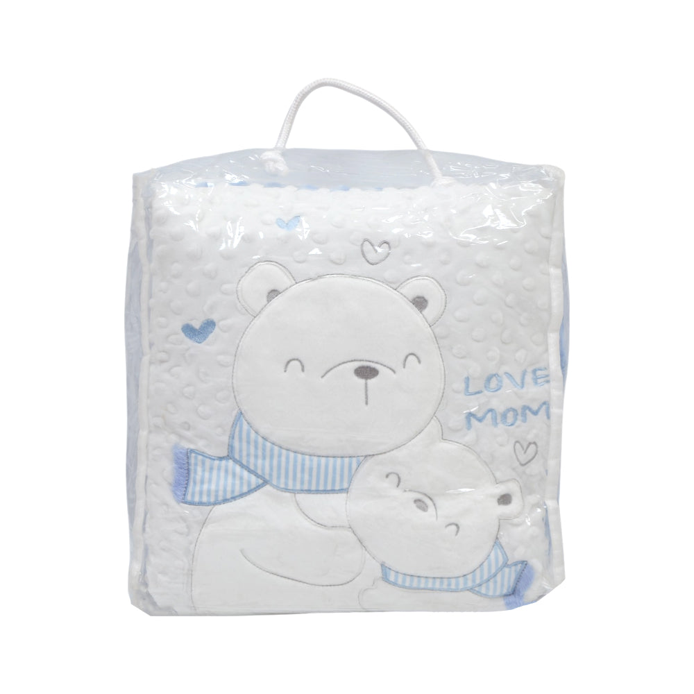 BABY QUILTED BLANKET 90X120CM D-BLUE IR-25 BL-36