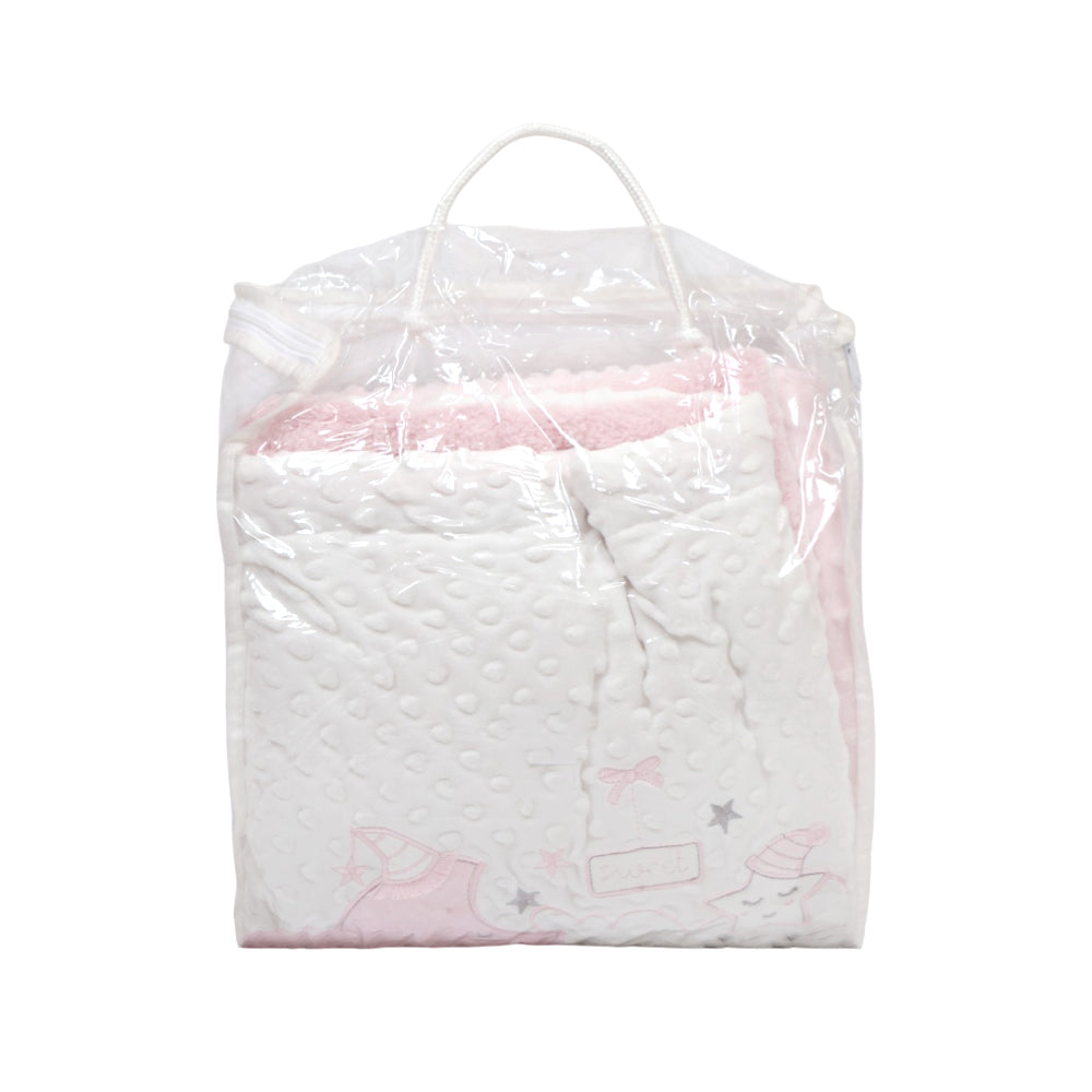 BABY QUILTED BLANKET 90X120CM L-PINK IR-25 BL-36E