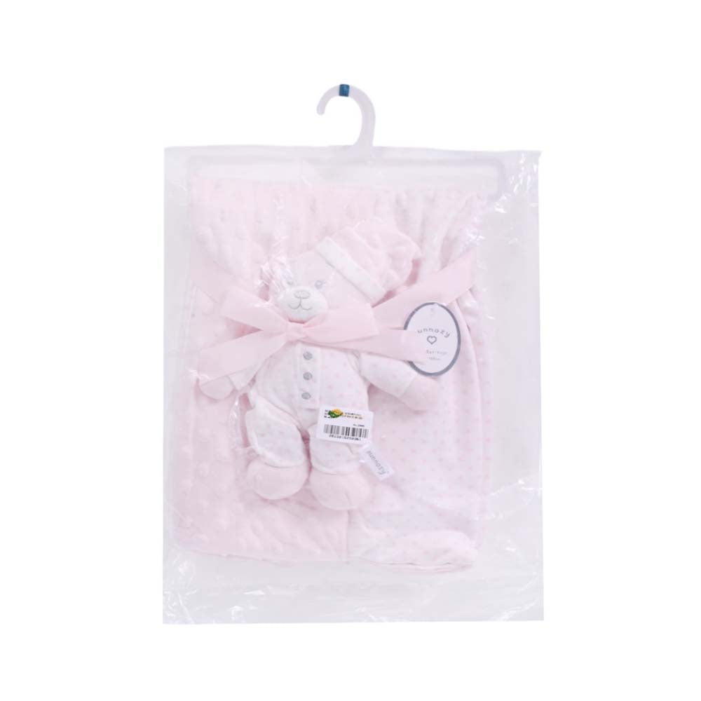 BABY FLEECE WRAPPING SHAWL W-TOY PINK IR-25 BL-45-P