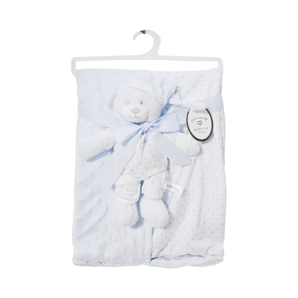 BABY FLEECE WRAPPING SHAWL W-TOP BLUE IR-25 BL-45CR