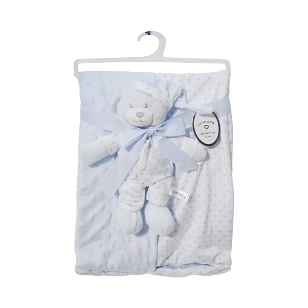 BABY FLEECE WRAPPING SHAWL W-TOP BLUE IR-25 BL-45CR