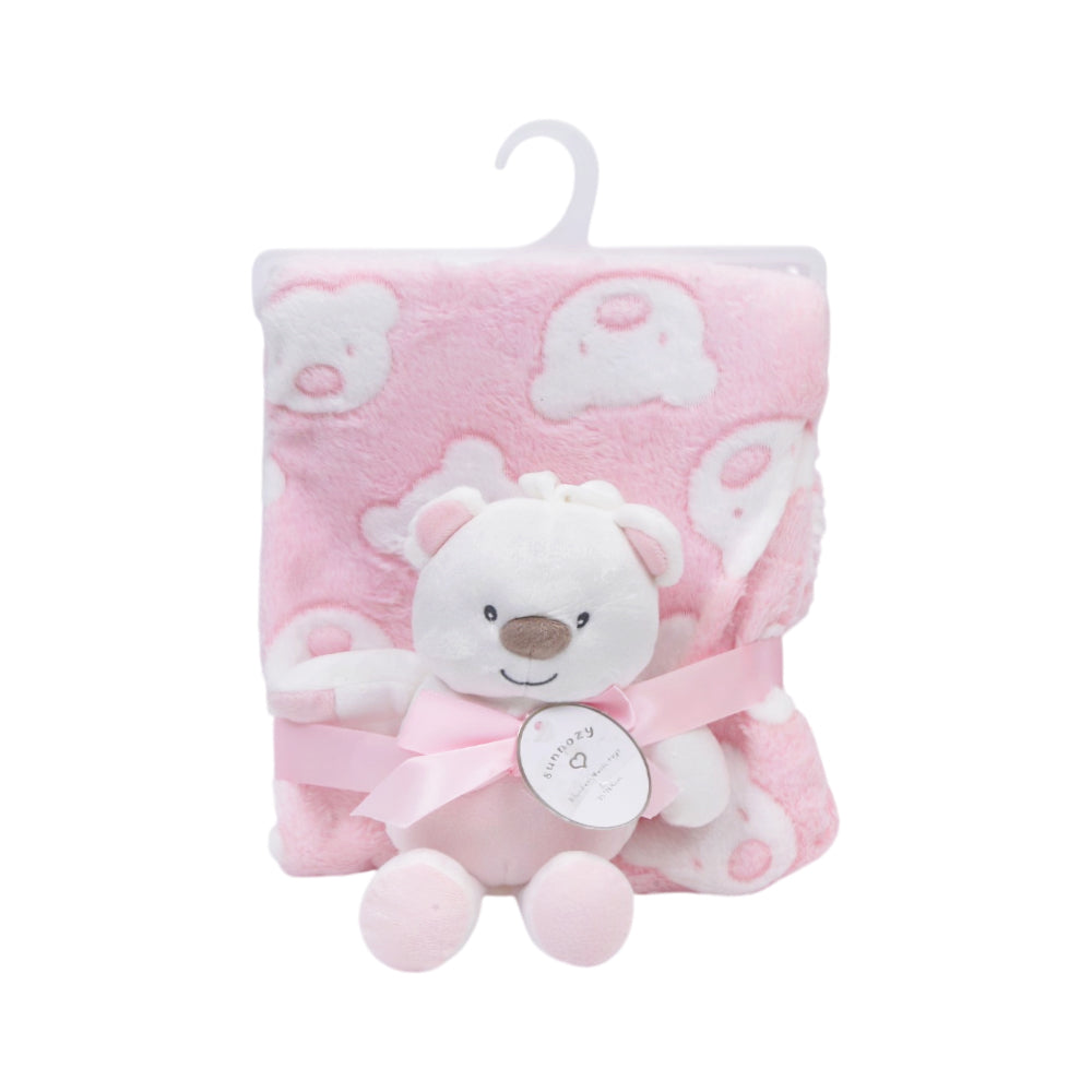 BABY FLEECE WRAPPING SHAWL W-TOY PINK IR-25 BL-21-P