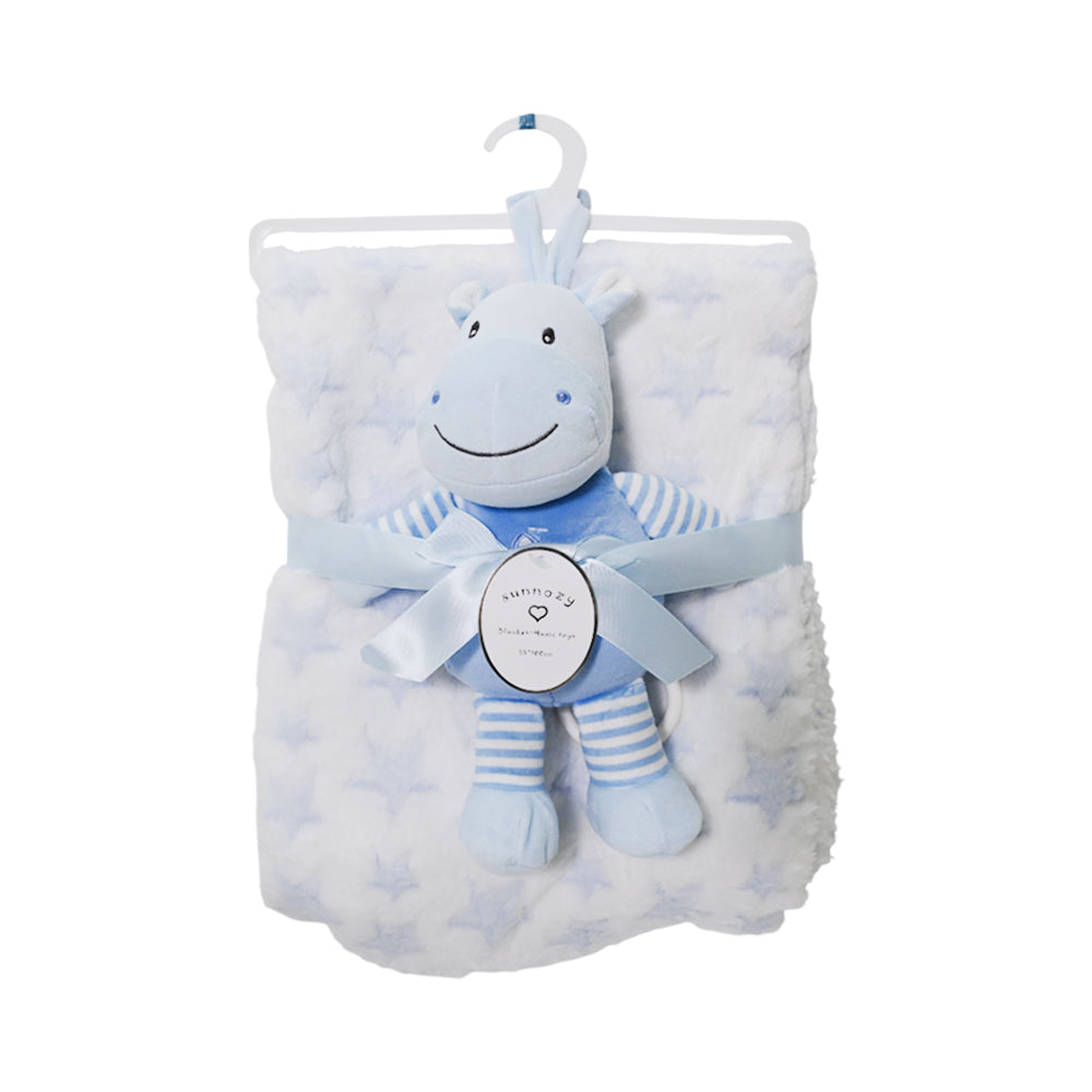 BABY FLEECE WRAPPING SHAWL W-TOY BLUE IR-25 BL-42-P