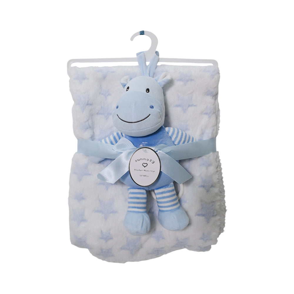 BABY FLEECE WRAPPING SHAWL W-TOY BLUE IR-25 BL-42-P