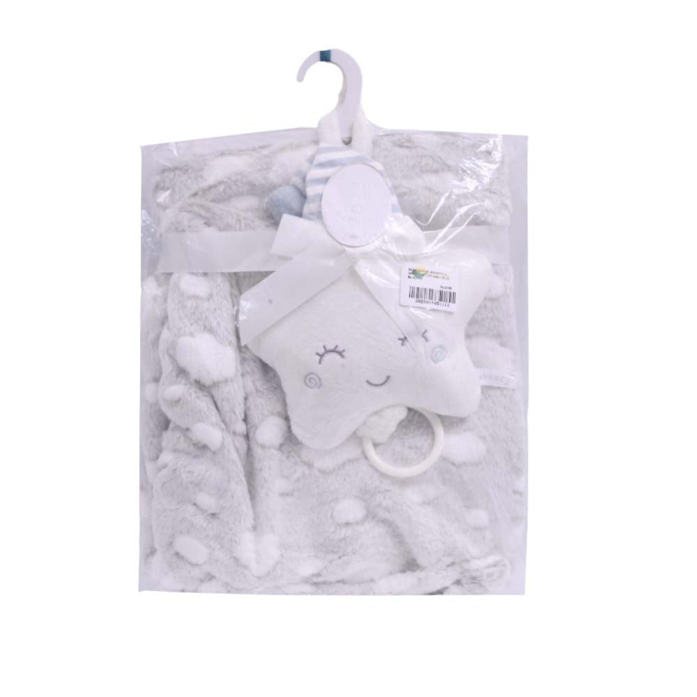 BABY FLEECE WRAPPING SHAWL W-TOY GREY IR-25 BL-42-GR