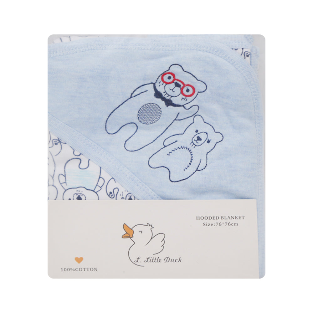 BABY WRAPPING SHEET HOODED 76X76CM BLUE IR-25 BK-043