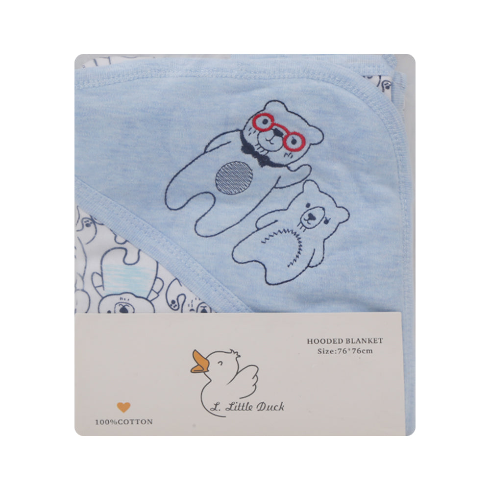 BABY WRAPPING SHEET HOODED 76X76CM BLUE IR-25 BK-043