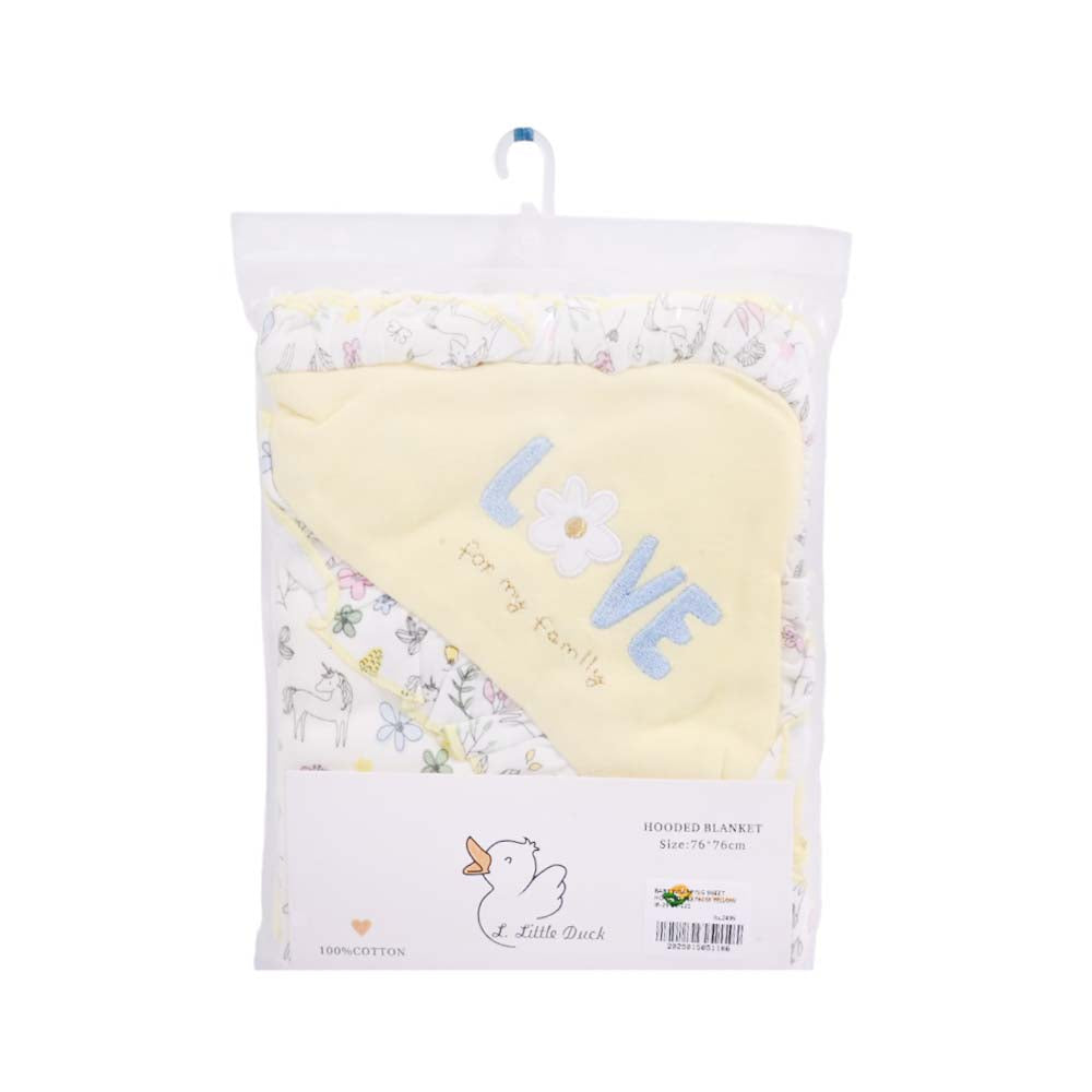 BABY WRAPPING SHEET HOODED 76X76CM YELLOW IR-25 BK-121