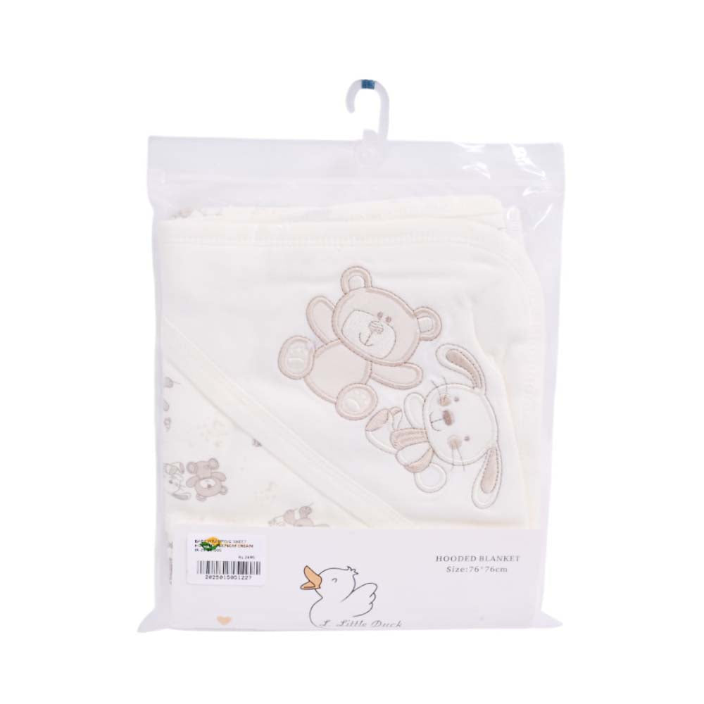 BABY WRAPPING SHEET HOODED 76X76CM CREAM IR-25 BK-005