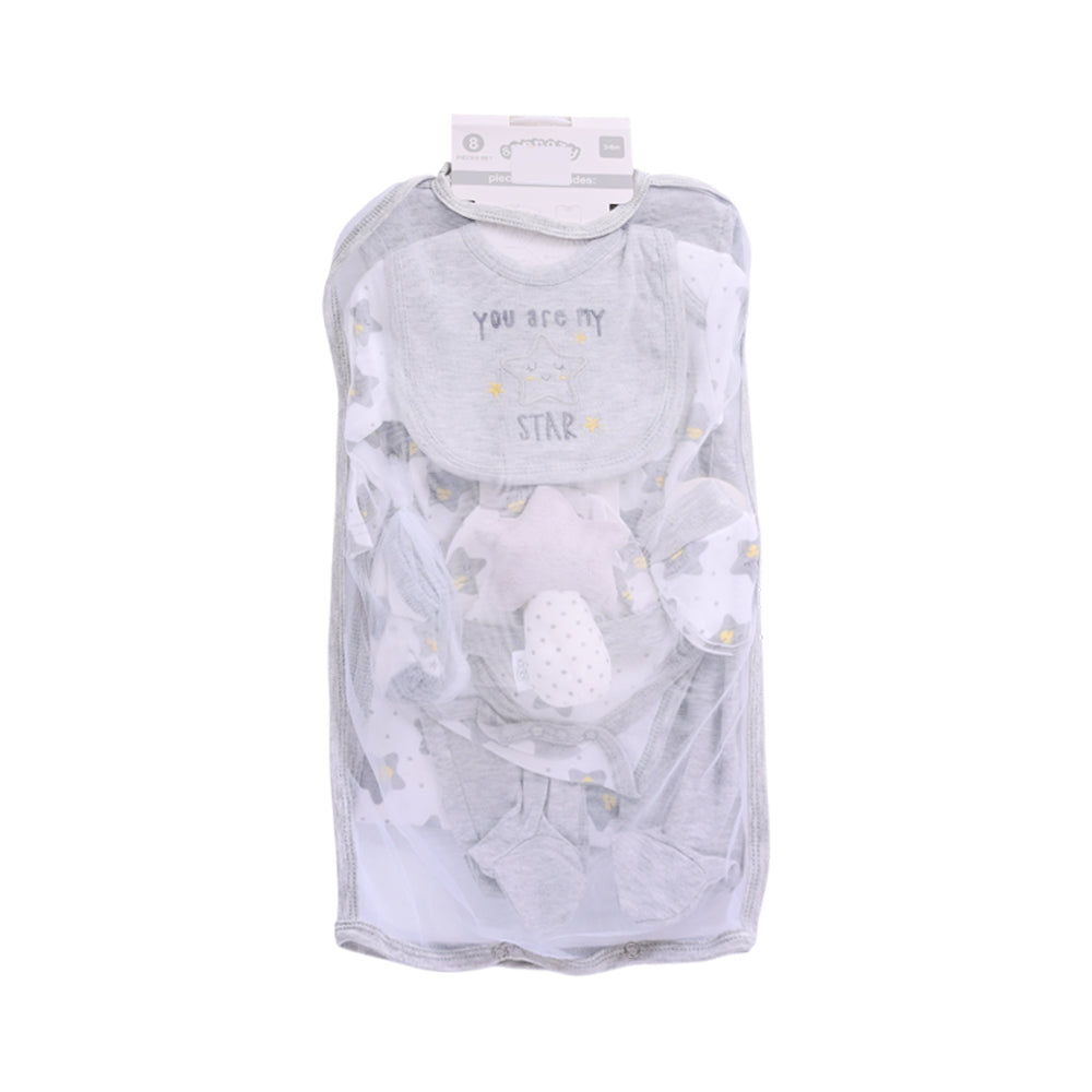 BABY 8PC GIFT SET HANGER GREY IR-25 3-6M S-9306