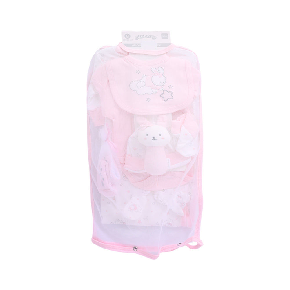 BABY 8PC GIFT SET HANGER PINK IR-25 0-3M S-9308