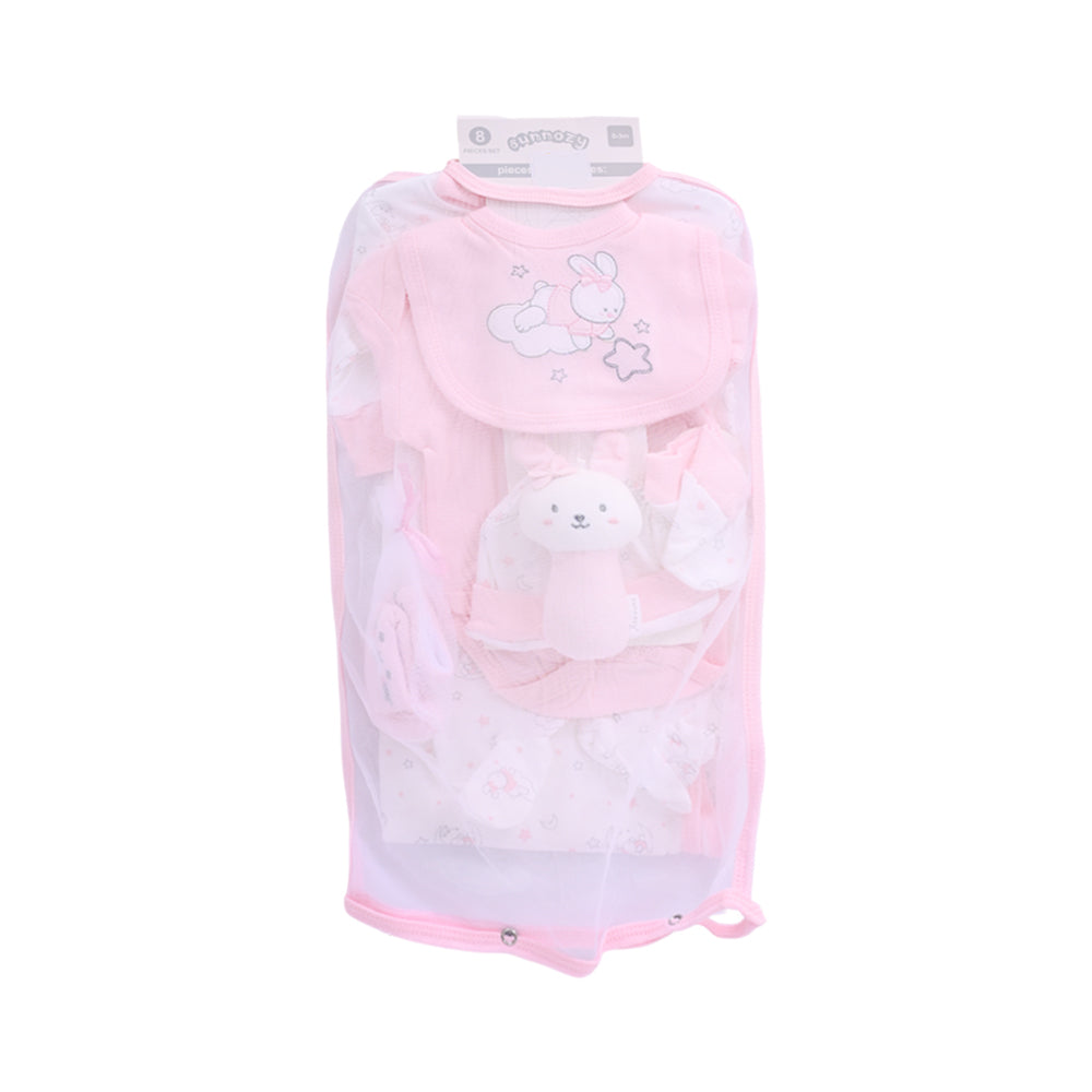 BABY 8PC GIFT SET HANGER PINK IR-25 0-3M S-9308