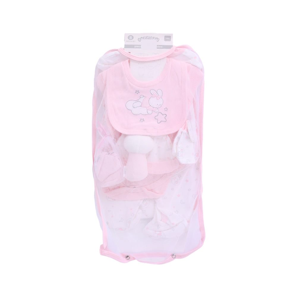 BABY 8PC GIFT SET HANGER PINK IR-25 3-6M S-9308