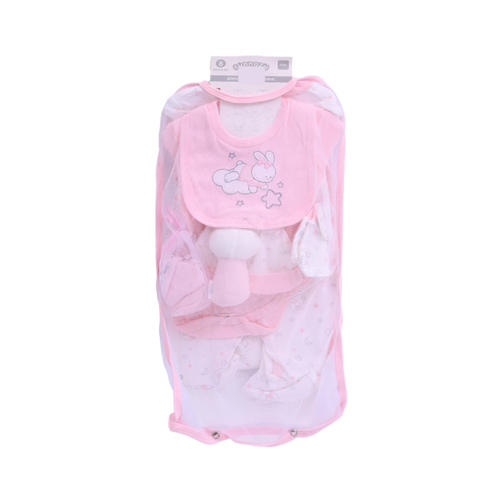 BABY 8PC GIFT SET HANGER PINK IR-25 3-6M S-9308