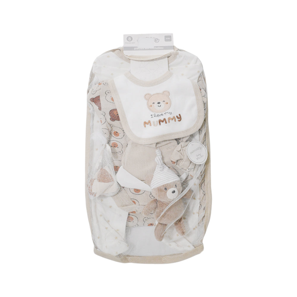 BABY 8PC GIFT SET HANGER CREAM IR-25 3-6M S-9311