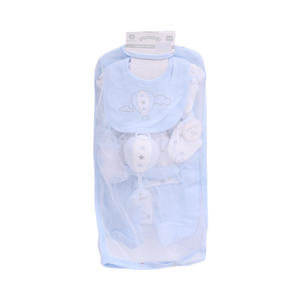 BABY 8PC GIFT SET HANGER BLUE IR-25 3-6M S-9318