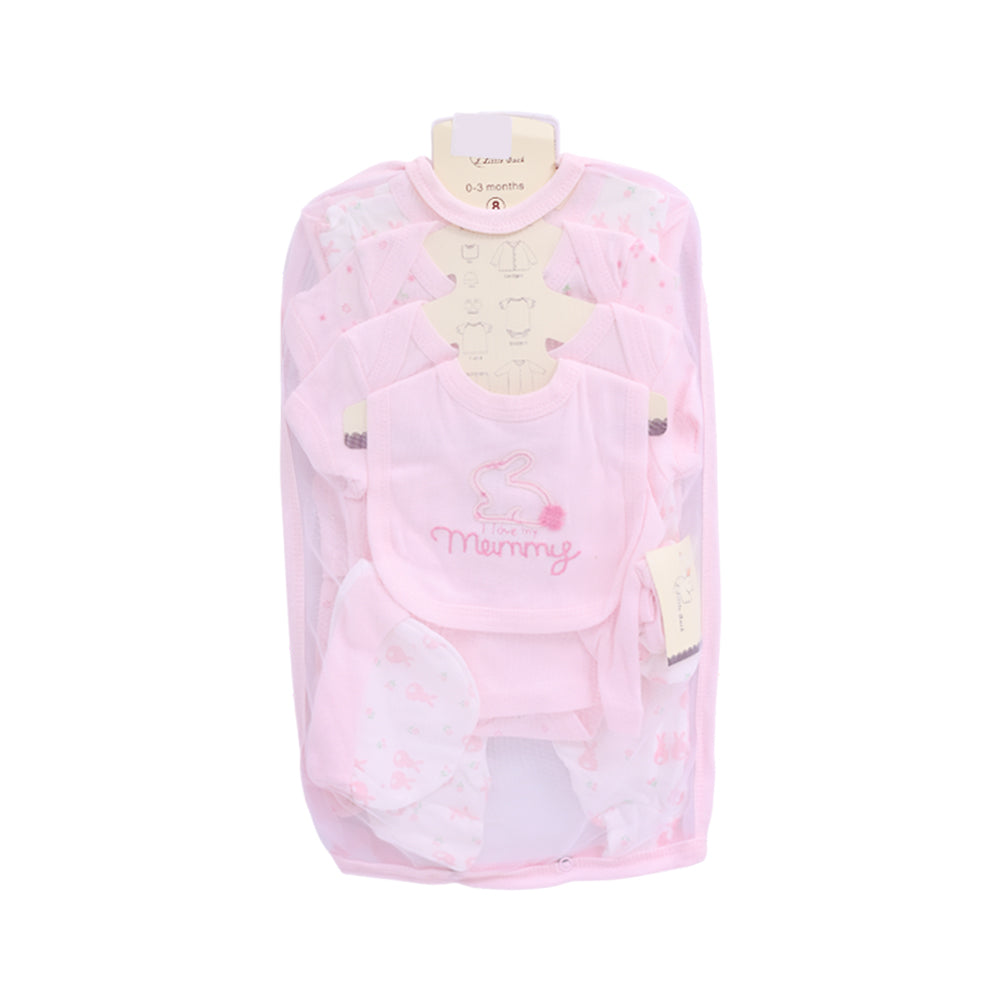 BABY 8PC GIFT SET HANGER PINK IR-25 0-3M S-8314