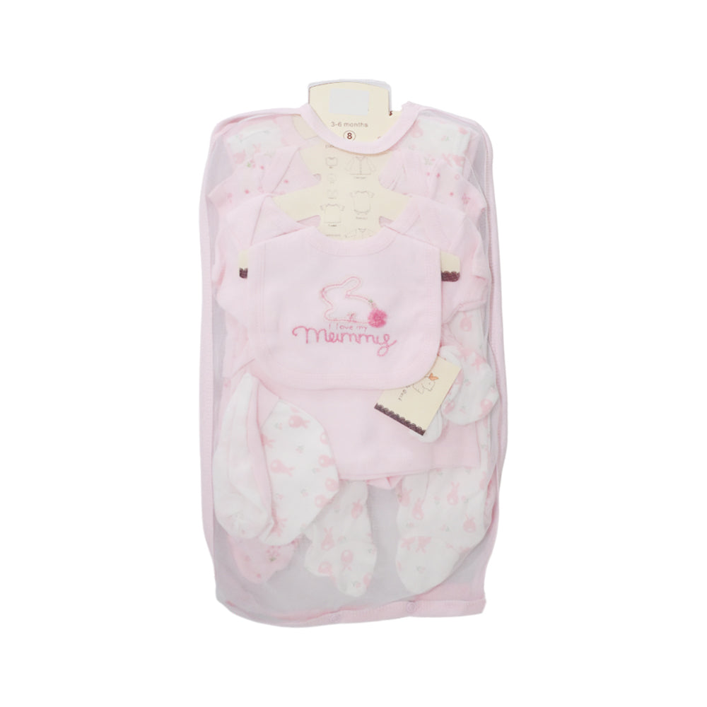 BABY 8PC GIFT SET HANGER PINK IR-25 3-6M S-8314