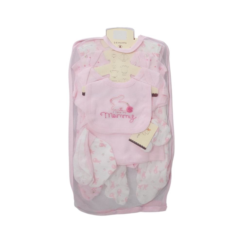 BABY 8PC GIFT SET HANGER PINK IR-25 3-6M S-8314