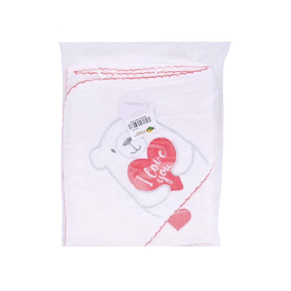 BABY BATH TOWEL HOODED WHITE IR-25 CL-TW043-R