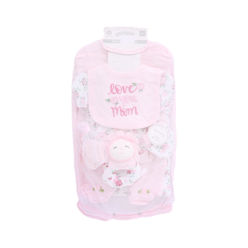 BABY 8PC GIFT SET HANGER PINK IR-25 0-3M S.9304