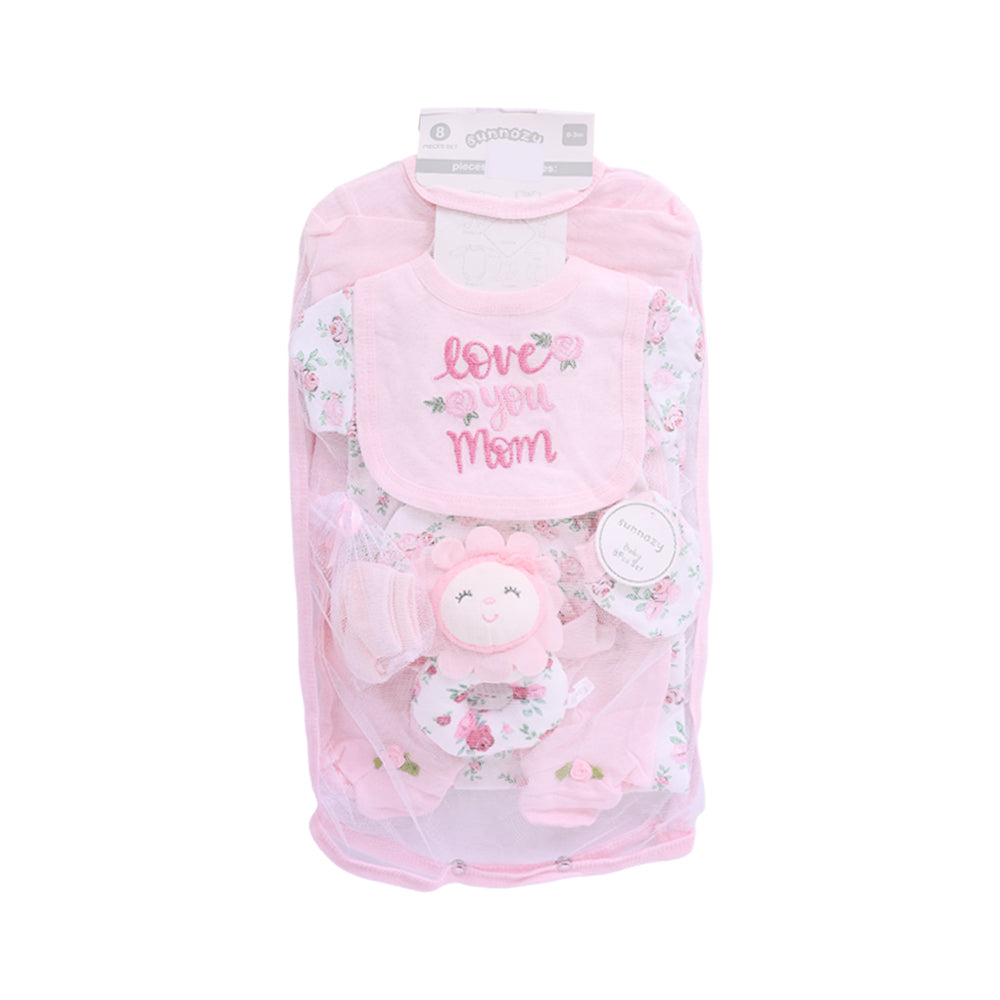 BABY 8PC GIFT SET HANGER PINK IR-25 0-3M S.9304